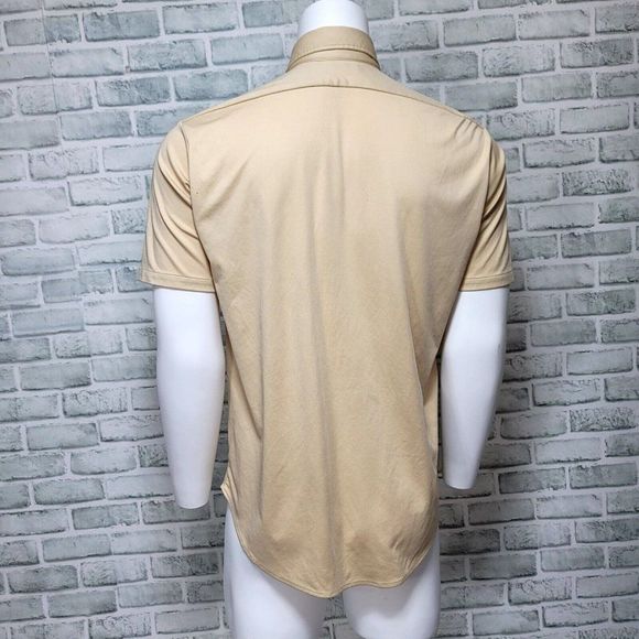 Vintage 60s 70s David Harrison Mens L 16-16.5 Polyester Shirt Short Sleeve MOD - Picture 5 of 7